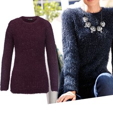 ultraweicher PULLOVER Gr.42/44 LILA Zottel Strickpullover Knit PULLI flauschig