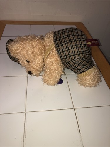 Cambridge Plush Bear Aristocrat by Regina 13” Tall Tweed Cap Overalls Vintage - Picture 6 of 8