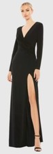 Mac Duggal 26686 Embellished Jersey Long Sleeve Ruched Gown NWT size 8 Black