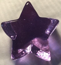 Fire & Light Lavender Purple Shooting Star Art Glass Paperweight. Signed