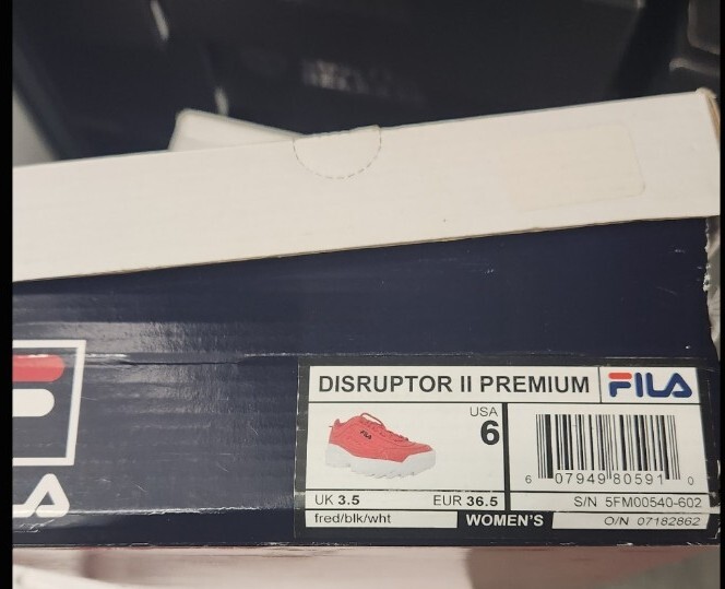 Women's Fila Disruptor II Premium Red/Black-White (5FM00540