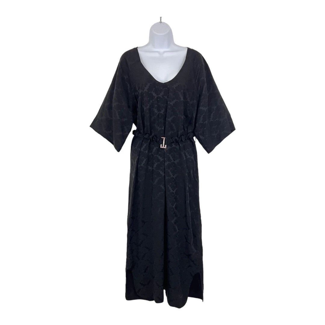 Monochrome jacquard belted clearance dress