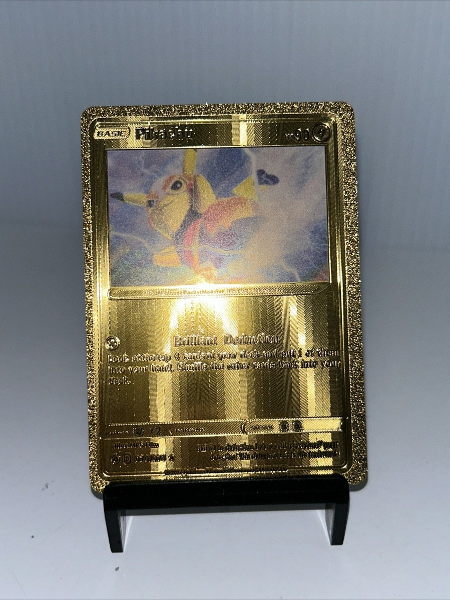 ピカチュウ アートスタイルカード HP90 Pikachu Metal Gold Foil Pokemon Card Fan Art Display Card