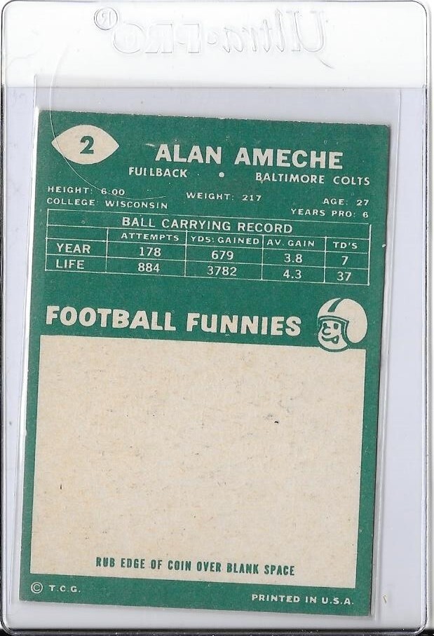 1960 TOPPS FOOTBALL 2 Alan Ameche Wisconsin BALTIMORE COLTS eBay
