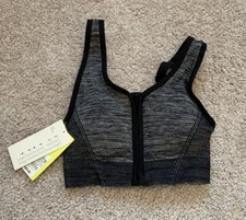 All in Motion Womens Black Gray Seamless Zipper Front Sports Bra Size XS