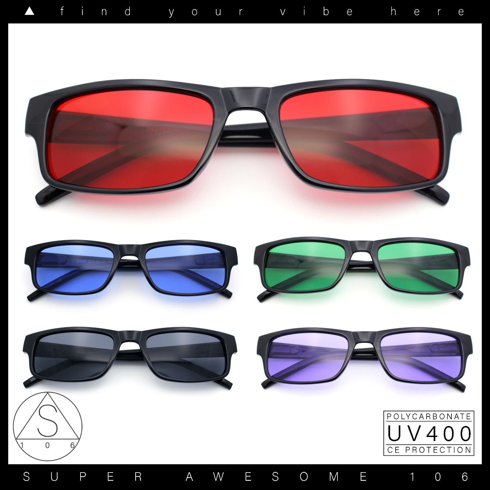 Occhiali da sole uomo nuovi small face aderenti lenti colorate montatura plastica rettangolare foto 4