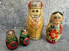  Vintage Matryoshka Nesting Doll Set Of Three USSR Wooden