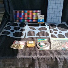 Mixed Craft/Sewing Supplies Lot Thread Spools Stencils Dritz Ruler Tape C1