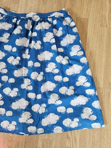 CATH KIDSTON Sky Blue Clouds A-Line SKIRT UK 12 Pockets Zip Lined Lightweight - Picture 3 of 16