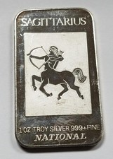 Horoscope Sagittarius Vintage .999 1oz Silver Bar | National Mint 113.93 per troy oz