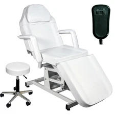 PRO-E6555-WHT Electric Height Adjustable Facial & Massage Bed - White