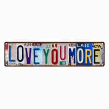 Vintage LOVE YOU MORE Metal Licence Plate Style Decorative Wall Sign 3pcs