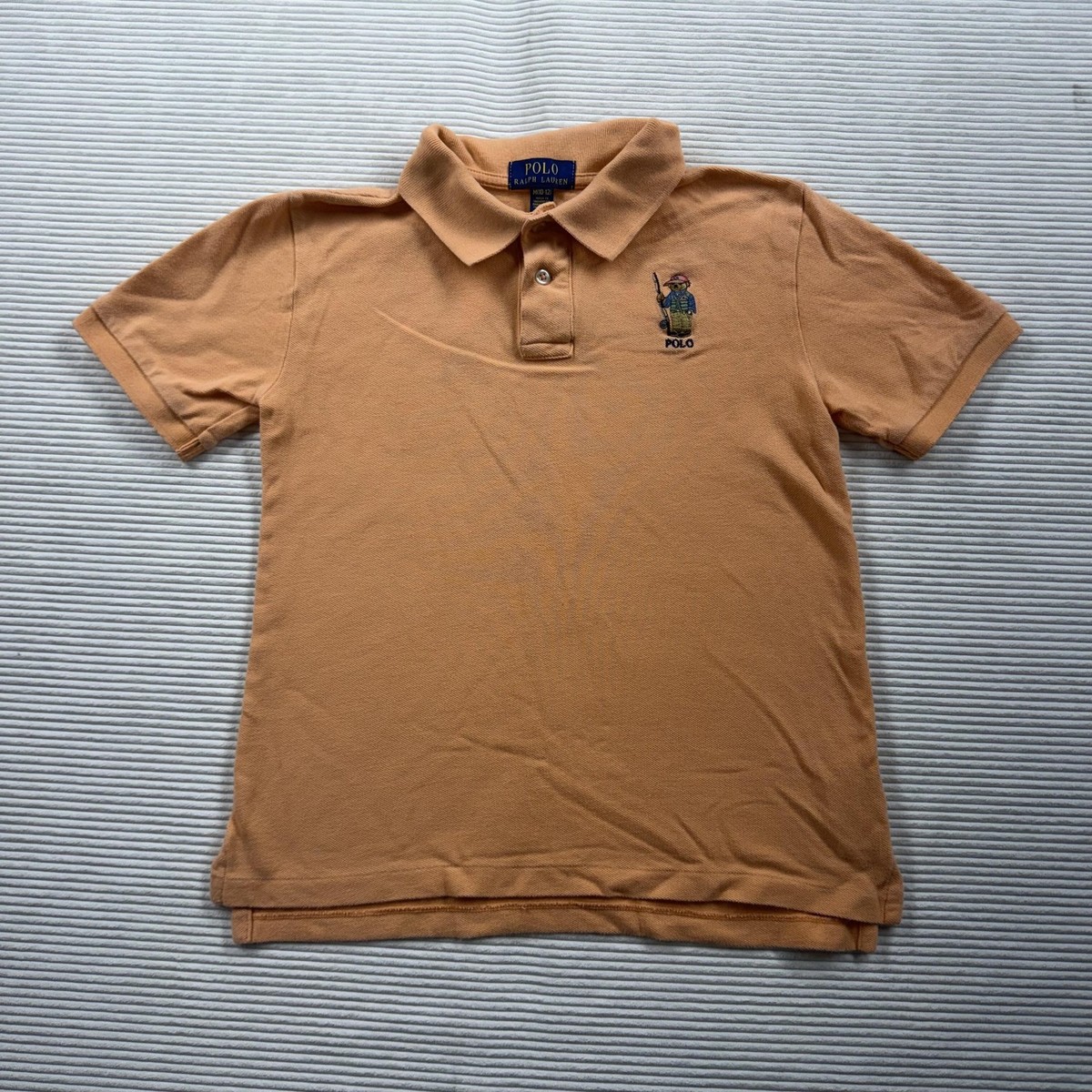 Polo Ralph Lauren Shirt Youth M Orange Polo Bear Fishing Short