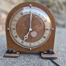 Temco Electric Solid Wood Mantle Clock Art Deco Style, Tested Working.