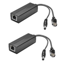 2 Pack Active PoE Splitter Adapter 48V To 12V 5.5x2.1mm DC IEEE 802.3AF At
