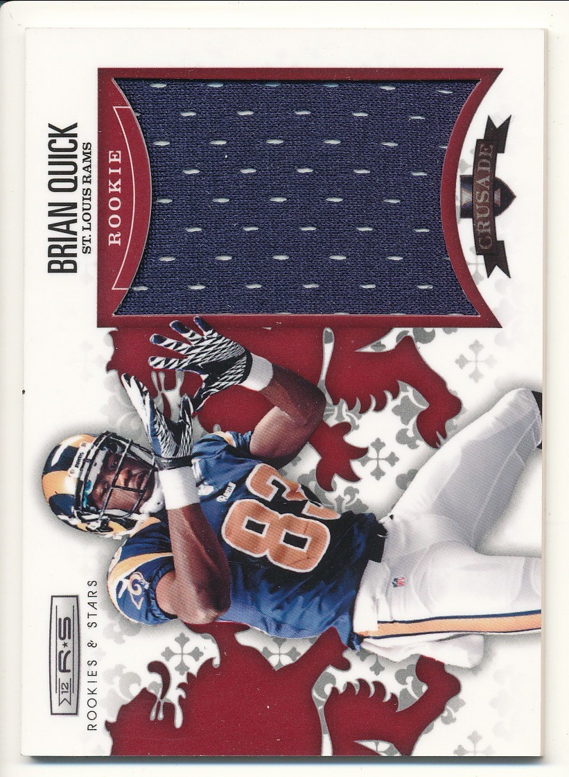2012 Panini Rookies & Stars Crusade Brian Quick #32 Red Materials /199 (MEM, RC)