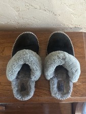 UGG Australia Black/Grey Suede Slippers Size 8