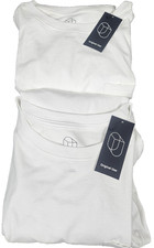 Long Sleeve T Shirt Men's L White "2 Pack" with Pocket Cotton Original Crew Neck