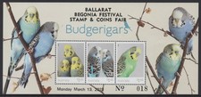 Australia 2023 Budgerigars Mini Sheet Overprinted Ballarat Begonia 2023 MUH