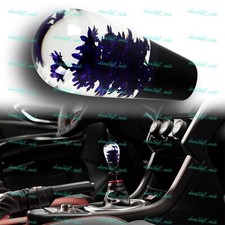 Purple Unique 100mm Real Flowers Gear Stick Shift Knob Lever Shifter W Adapters