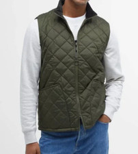 Barbour Men's Olive Green Monty Quilted Gilet Full Zip Vest Size XXL