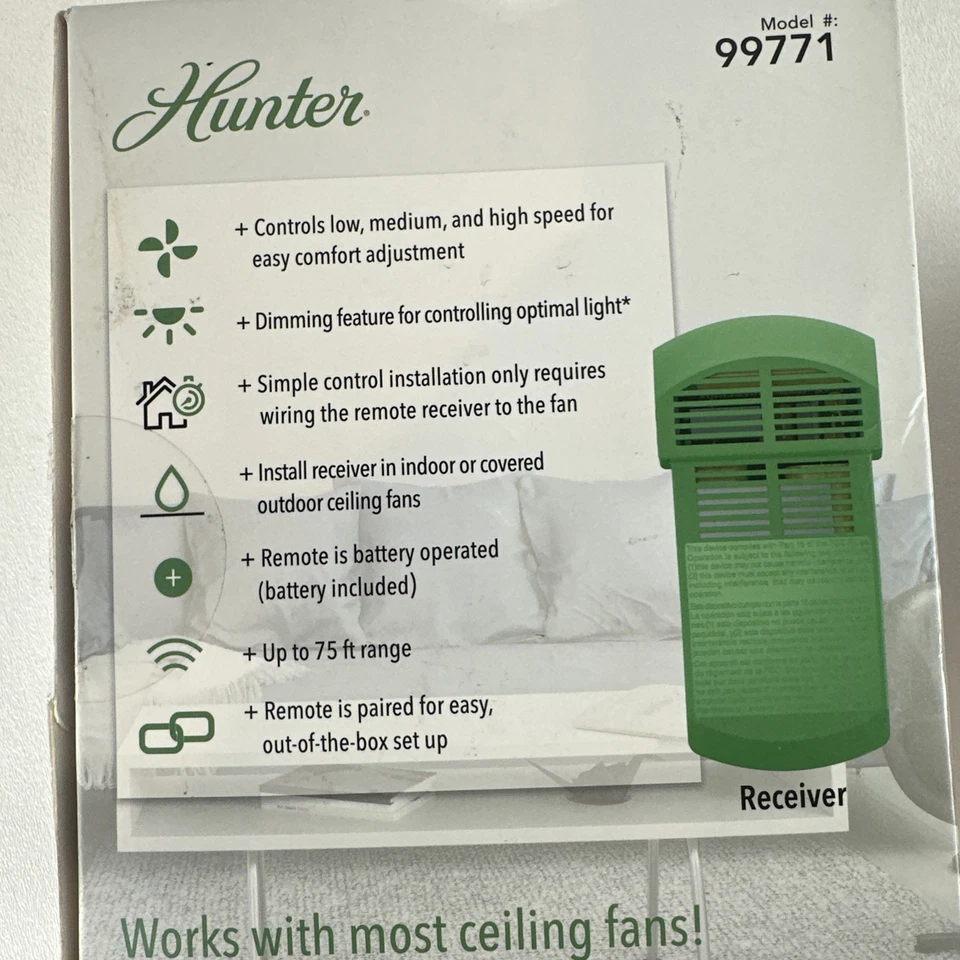 全新 Hunter 吊扇 遥控墙面控制 99771 适用于大多数吊扇 — 第 4/4 张图片