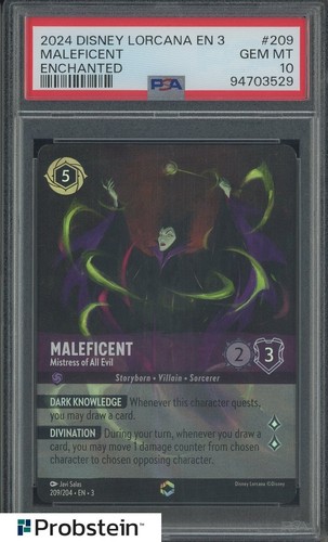 2024 Disney Lorcana EN 3 Enchanted #209 Maleficent PSA 10 GEM MINT