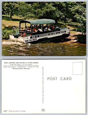 Wisconsin Dells DUCK Tour Lake Delton Dawn Manor Postcard John Trumble Photo