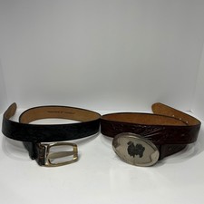 Justin Mens Tooled Leather Belts 2 Black Brown Buckle Size 32 Porters Of Tucson