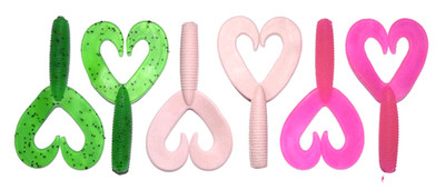 ''NEW'' (6)  Piece 3 1/2'' Twin Curly Tail Grub Trailers(Mixed Colors #1)