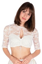 Trachten Dirndlbluse Gwenda-Norena offweiß florale Spitze sexy halbarm 30-54