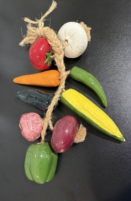 Vintage Large Ceramic 9 Vegetables on a Rope Hanging Decor 20  Mexico Pottery