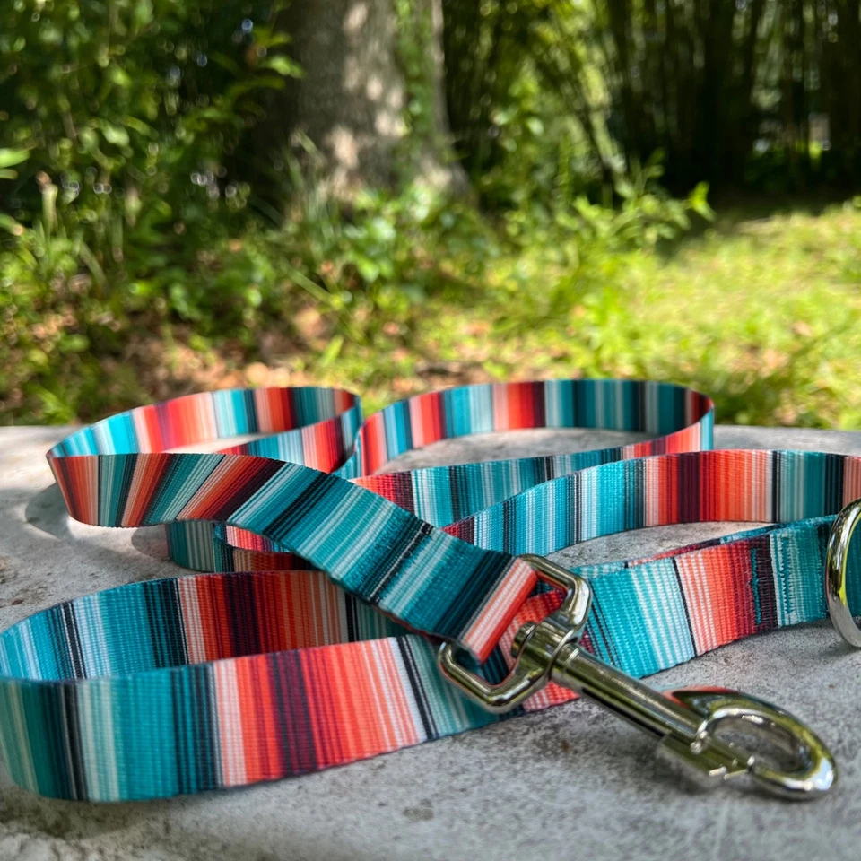 Correa para perro a rayas Serape - correa para perro de 4 pies, correa para perro de 6 pies, correa para perro de 8 pies Foto 2 de 4