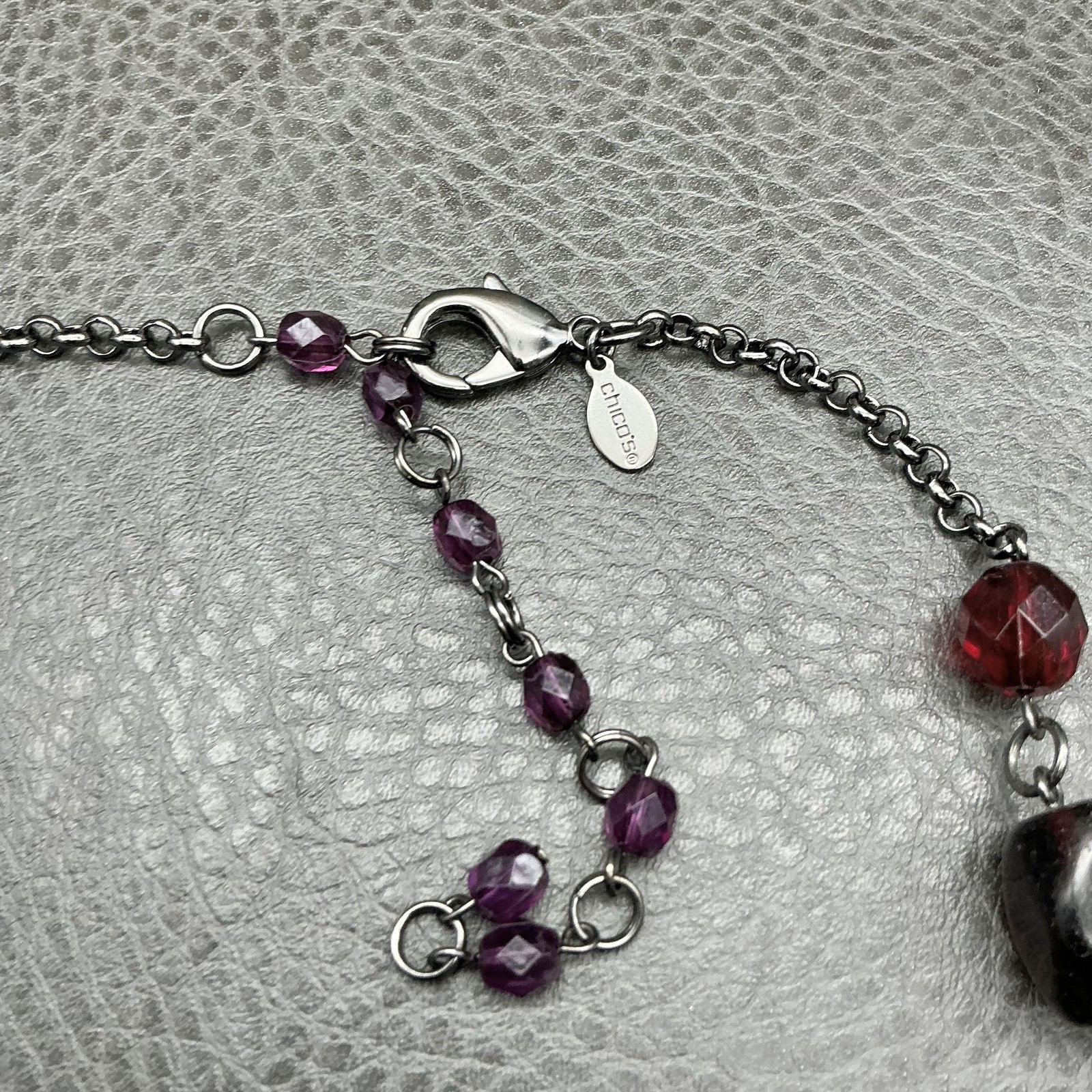 Chicos Statement Bib Necklace Hematite Gunmetal B… - image 7