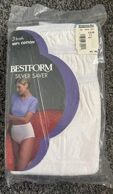 NEW 3 Pair Bestform Silver Saver White Size 11 Panties Underwear Cotton Vintage
