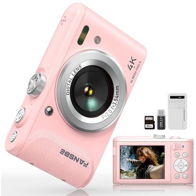 Fansbe Smart Digital Camera, 4K Vlogging Camera with 64MP, Point and Shoot