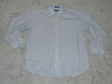 Chaps Men Long Sleeve Dress Shirt Size 17 1/2 34/35 Cotton White Striped