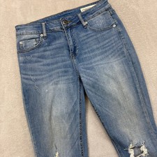 Pistola Jeans Women's 28 Distressed Skinny Jeans Zip Ankle Light Wash Blue Denim
