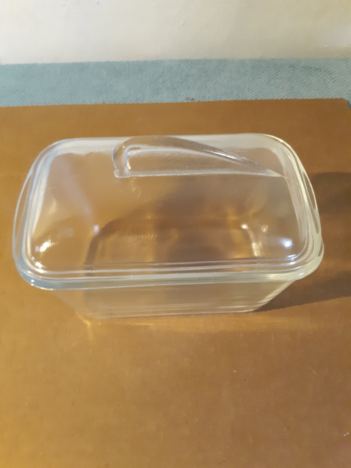 Glasbake Clear Glass Bread/Meatloaf Baking Dish With Wing Handle Lid J-805-14