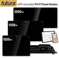 WIFI Electric Panel Radiator Wall Slim Portable Heater Timer & Thermostat Black