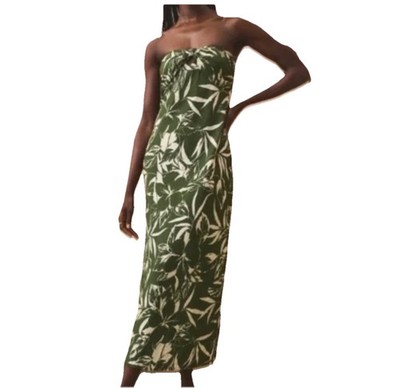 Abercrombie & Fitch Green Floral Strapless Dress Size petite Medium | eBay