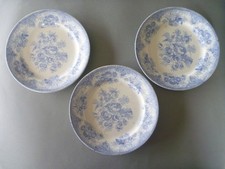 Antique Asiatic Pheasants 3 Salad Plates 8.5" or 21.5 cm - Blue Dessert Lunch