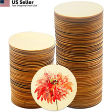 RYKOMO 100 Pcs Unfinished Wood Circles, Natural 3 Inch Round Discs for DIY...