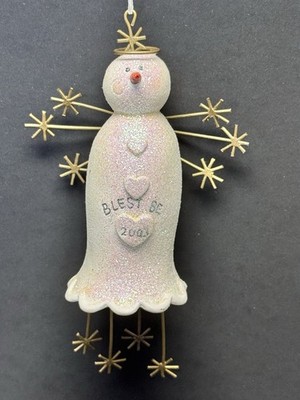 Seasons Of Cannon Falls 2003 Angel Snowman Ornament 3  BLEST BE