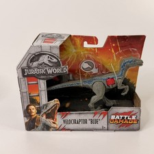 2018 Jurassic World Battle Damage VELOCIRAPTOR BLUE Dino Rival Dinosaur Mattel