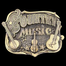 Country Music Guitar Fiddle Banjo Vintage Belt Buckle
