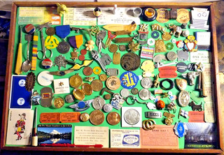 Great Junk Drawer Lot 130 Vintage Items Trinkets Coins Tokens Tickets Paper