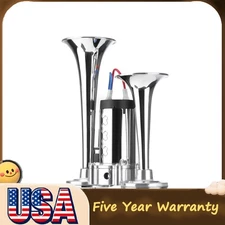 600DB Dual Trumpets Super Loud Car Electric Air Horn Truck Boat Train Speaker US