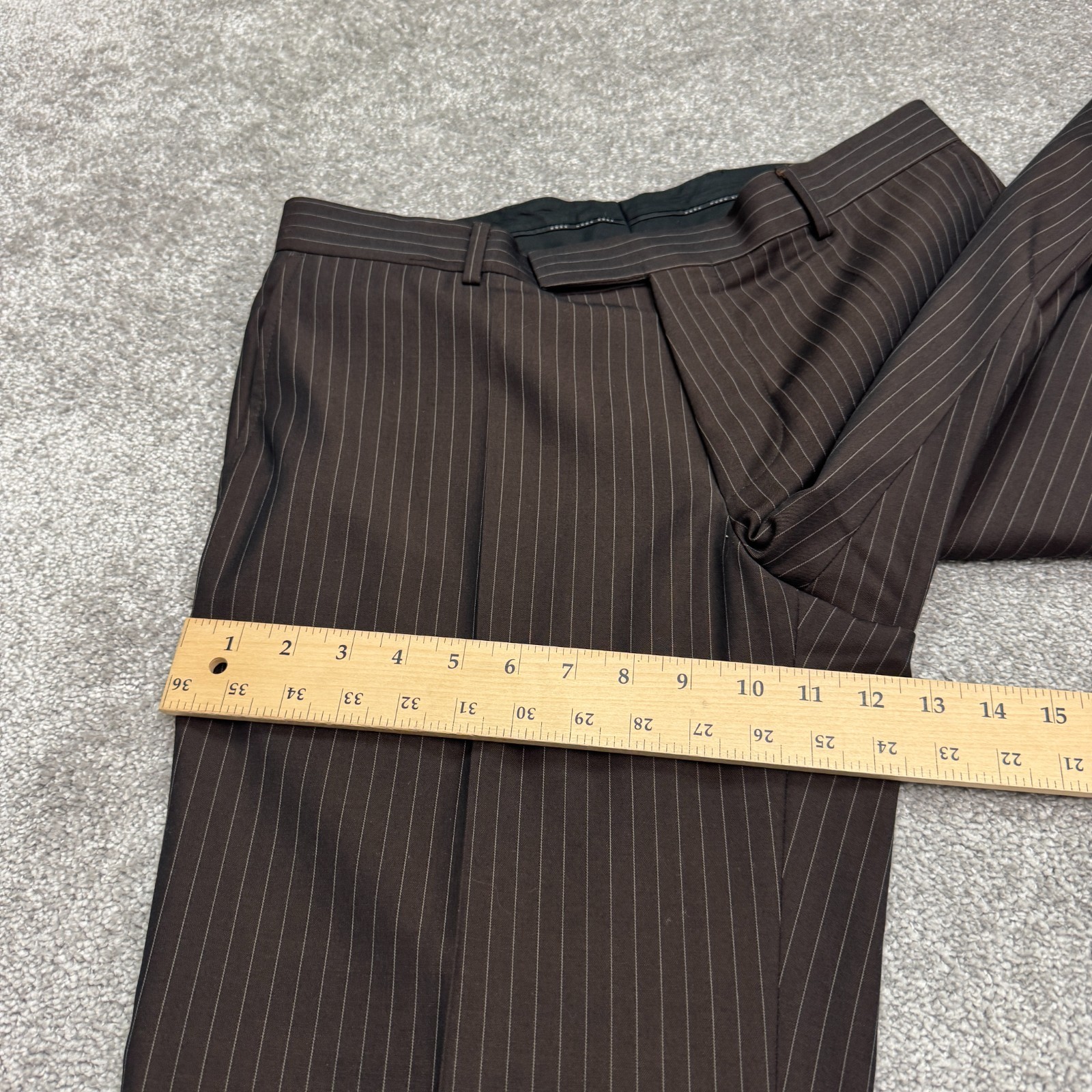 Hugo Boss Bertolucci Virgin Wool Dress Pants Mens 38S Brown Pinstriped Workwear thumbnail 15