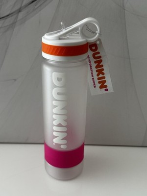 NWT 2020 Dunkin' Donuts 27 oz Hydration Sipper Clear Pink Water Bottle